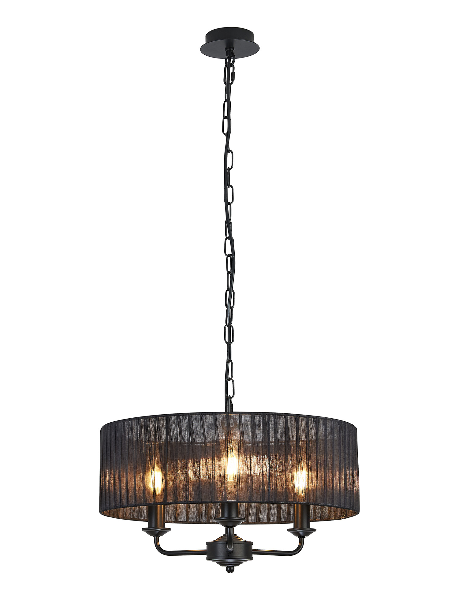 DK1027  Banyan 45cm 3 Light Pendant Matt Black, Black